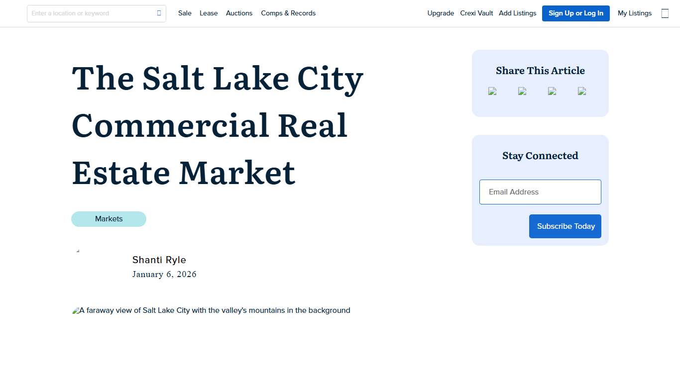 Salt Lake City Commercial Real Estate Market Report 2026 Crexi
